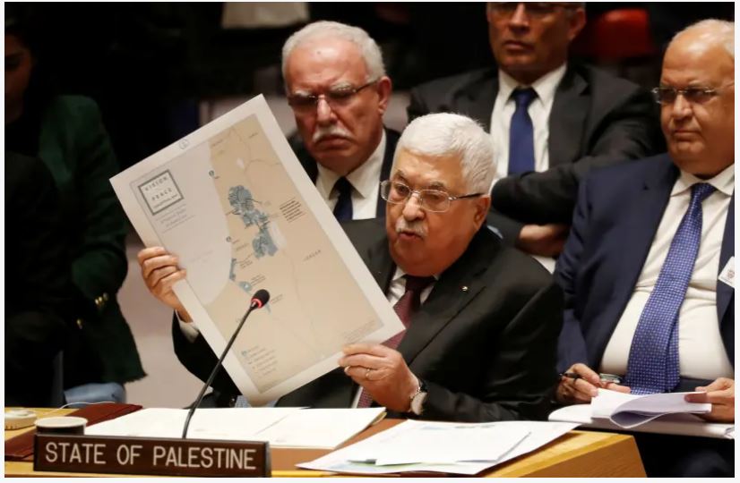 You are currently viewing Abbas blasts Trump’s ‘Swiss cheese’ plan for Palestine in UN speech