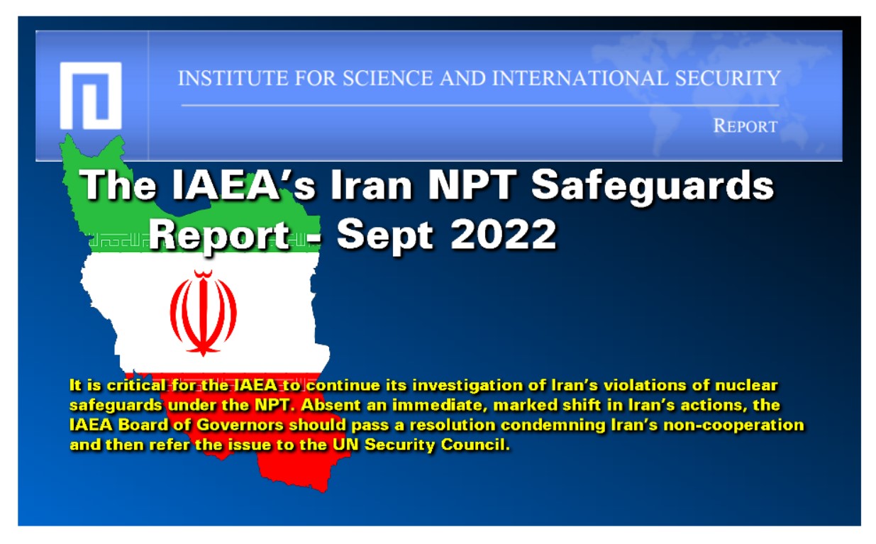 Read more about the article The IAEA’s Iran NPT Safeguards Report – September 2022